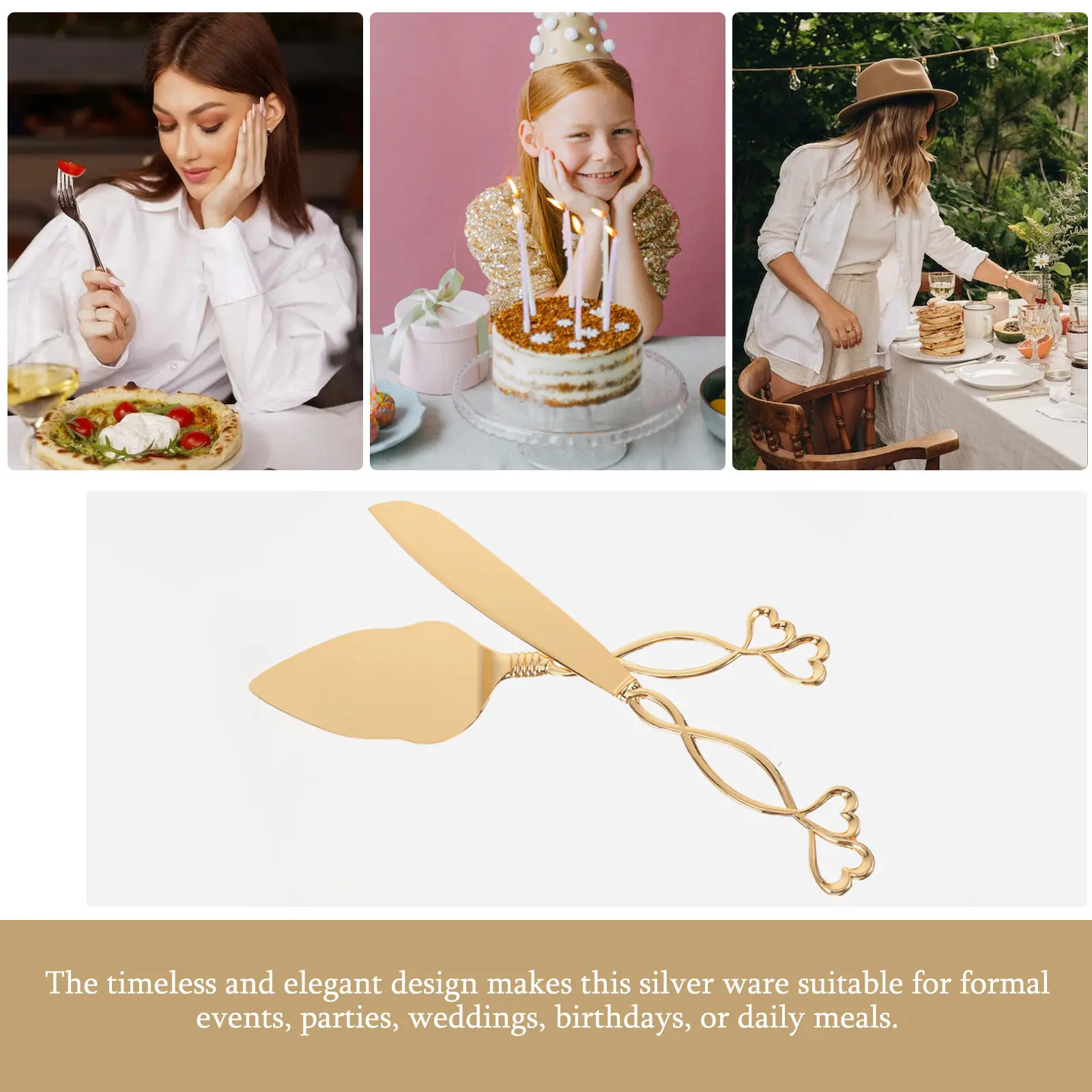 2Pcs Wedding Cake Cutting Set Cake Cutter and Server Set Smooth Comfortable Design Sophisticated Table Decor Reception
