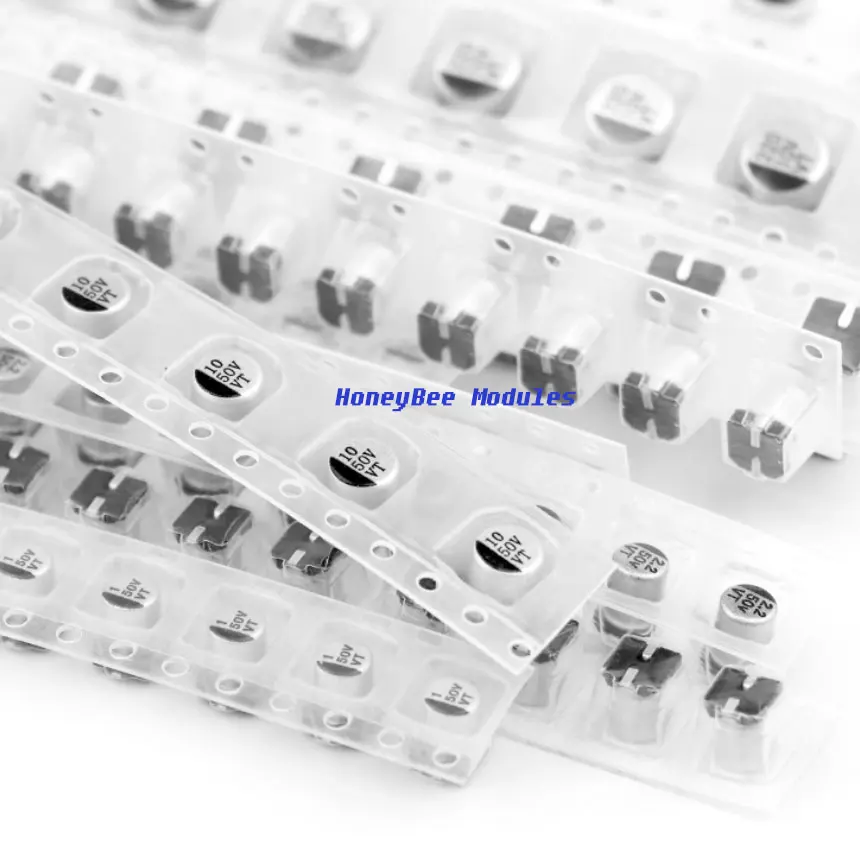 130pcs Braided SMD Chip Aluminium Electrolytic Capacitors Pouch Kit 13 Sizes Resistance 4.7uF-220uF