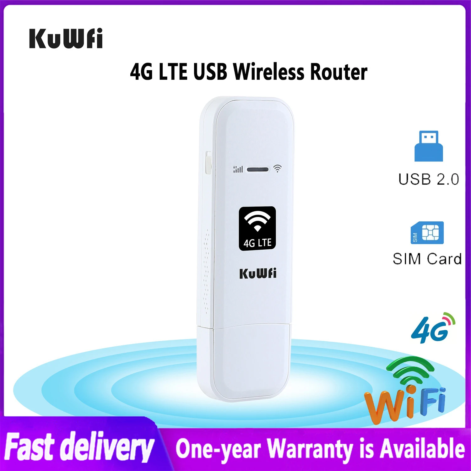 

KuWFi 150Mbps 4G LTE USB Wireless Router Modem Portable SIM Card Mobile Mini Wifi Hotspot Pocket Dongle for Car Office Home