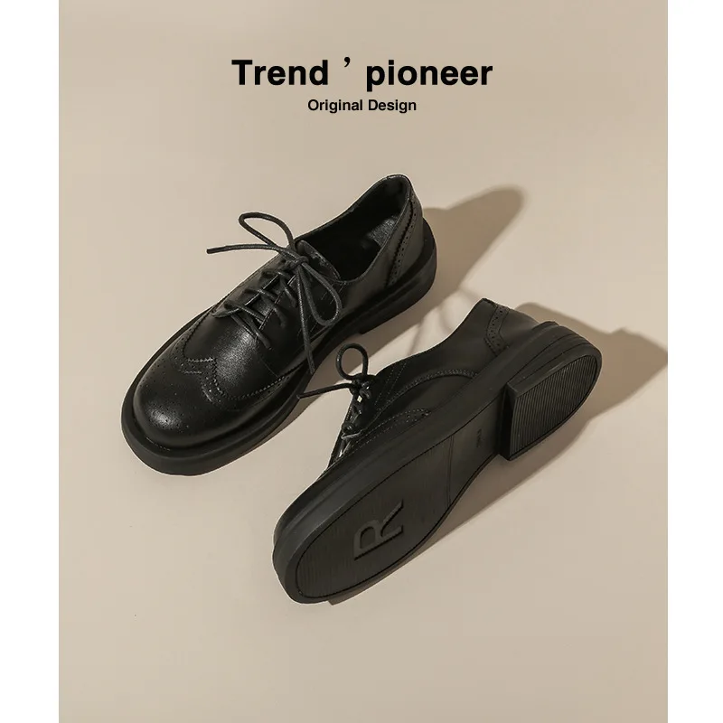 leather oxford shoes for women flats lace up round toe derby sneaker party casual shoes slip on loafers chaussure femme