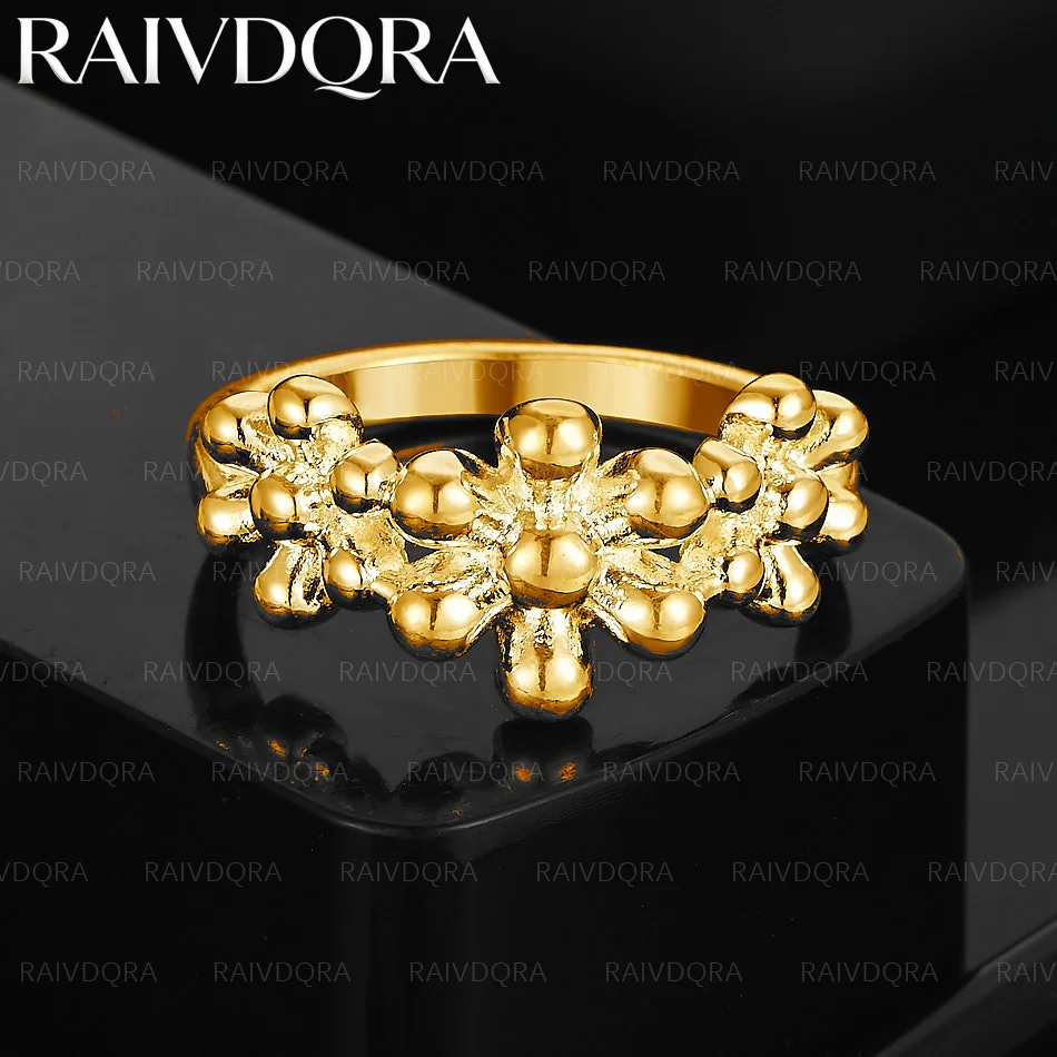 

18K Gold Plated Three Flower Wedding Ring For Women Fashion Jewelry Elegant Noble Engagement Accessories