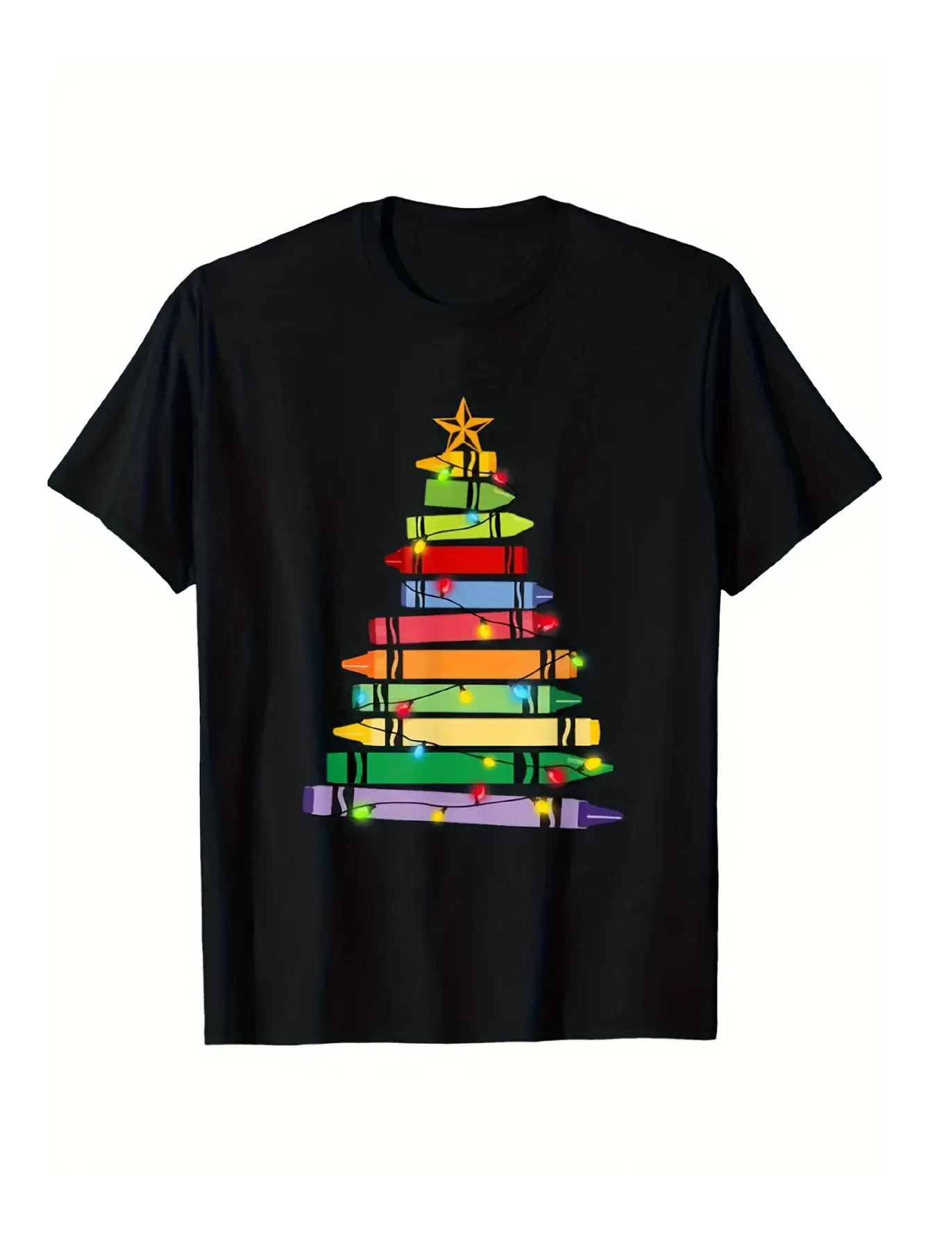 

Teacher Christmas Crayon Tree 100% Cotton Appreciation T-Shirt