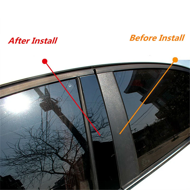 6Pcs Car Pillar Posts Door Window Trim Cover for Mercedes ML-Class W164 2006 2007 2008 2009 2010 2011 BC Column Sticker