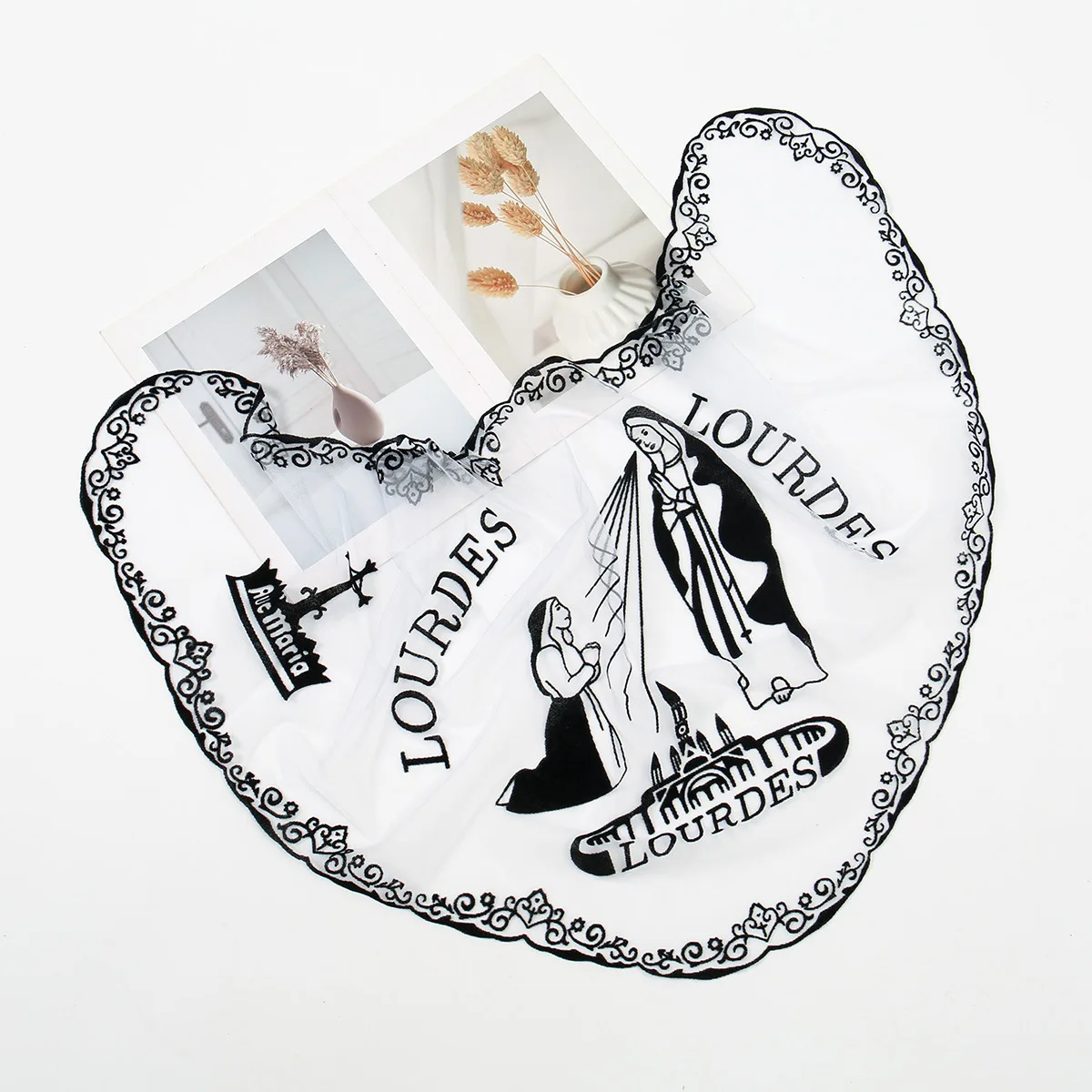 وشاح مثلث من البوليستر الجديد من مريم العذراء للنساء، وشاح شال دانتيل بسيط وجيد التهوية متعدد الاستخدامات #2