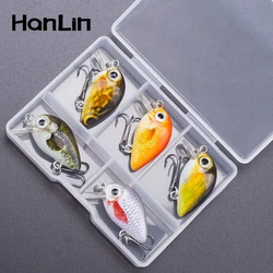 Hanlin 5pcs/Set 1.5g/28mm Mini Crankbait Floating Wobblers Fishing Lures Wobblers Artificial Baits Hard Minnow Pike Bass Tackle
