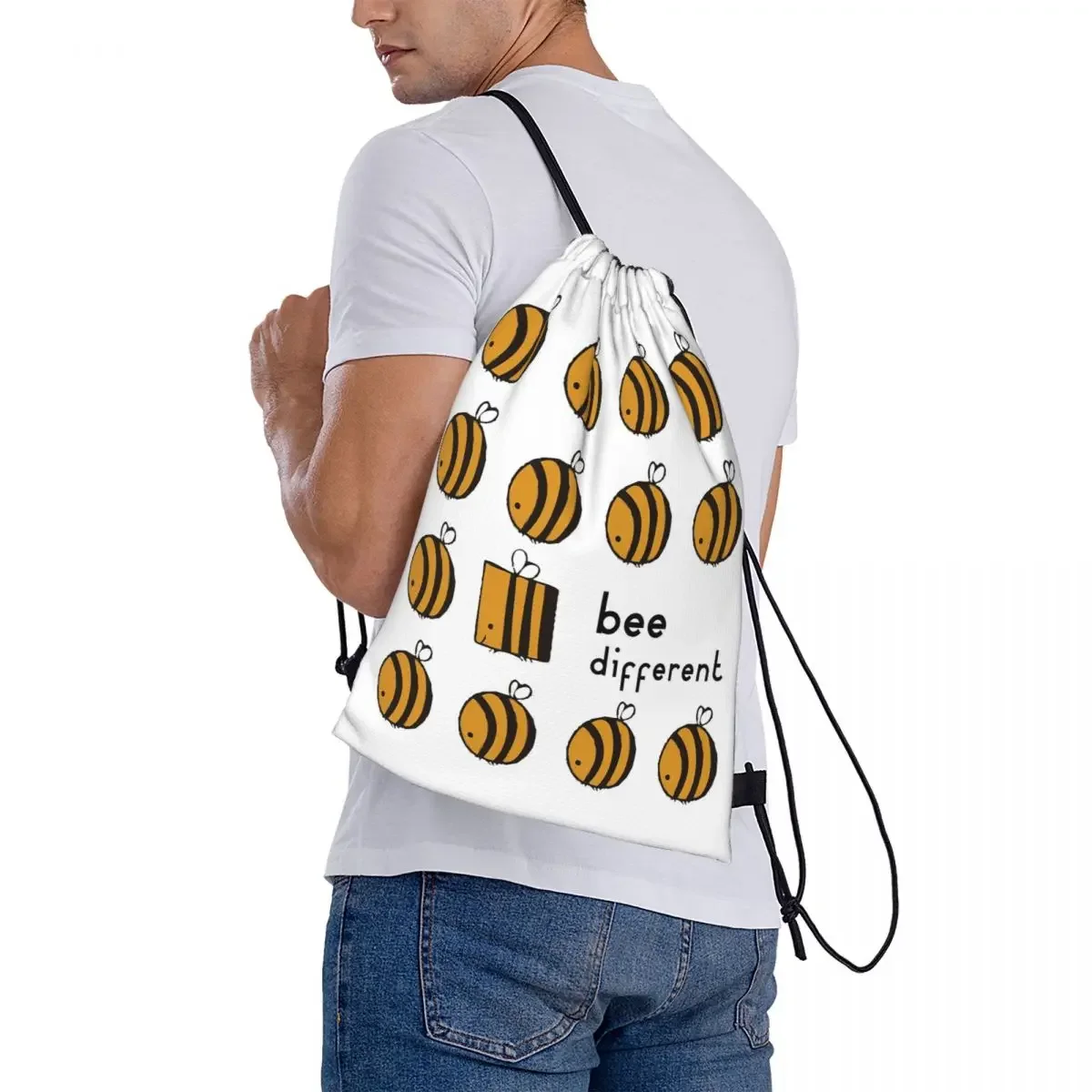 Bee Diferentes Mochilas Portáteis, Sacos de Cordão, Bundle Pocket, Diversos Bag, Bookbag, Homem, Mulher, Estudantes