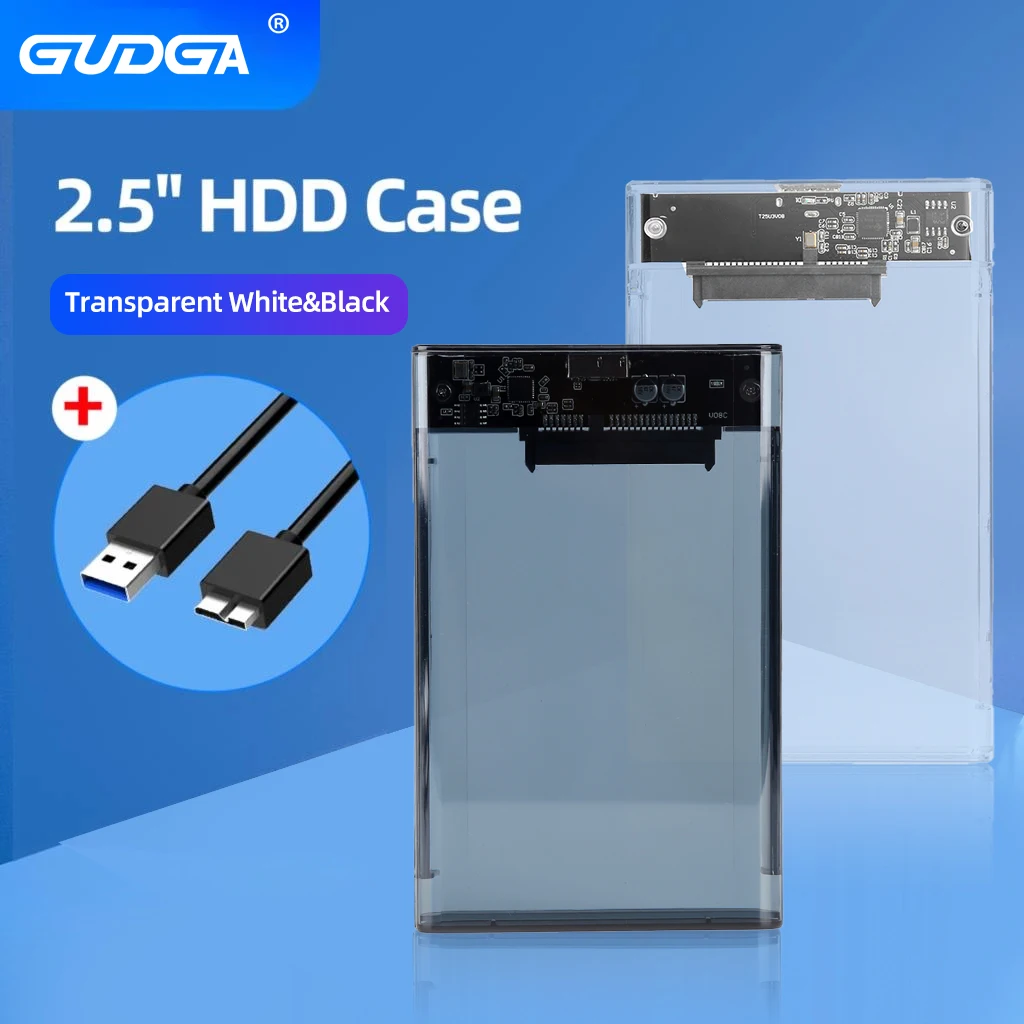 Gudga case 2.5 sata para usb 3.0 5 gbps transparente portátil móvel externo 2.5 gabinete hdd para disco ssd hdd caixa suporte pc uasp caso ssd caso para hd externo externo adaptador ssd caso hdd usb 3.0 2.5 caixa exter