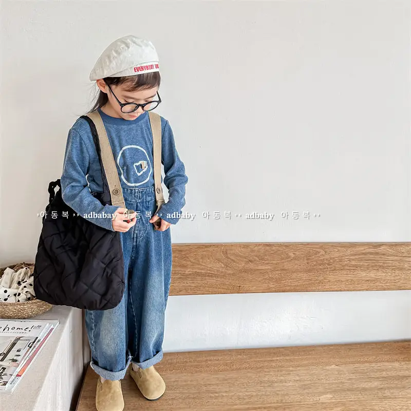 

Baby Denim Overalls Boys Girls Fashion Strap Pants Loose Children's Sleeveless Trousers Romper Korean Kids Casual Jumpsuit 1-7Y