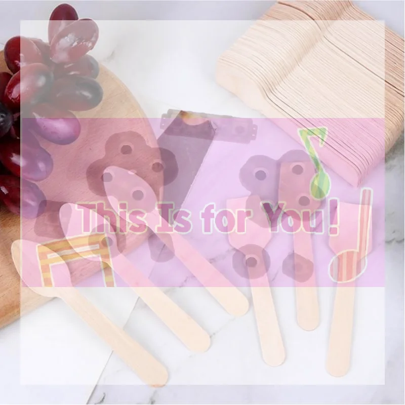 【MA】50/100Pcs Disposable Wooden Square Spatula Mini Spoons For Cake Dessert Ice Cream Party Takeaway Food Use