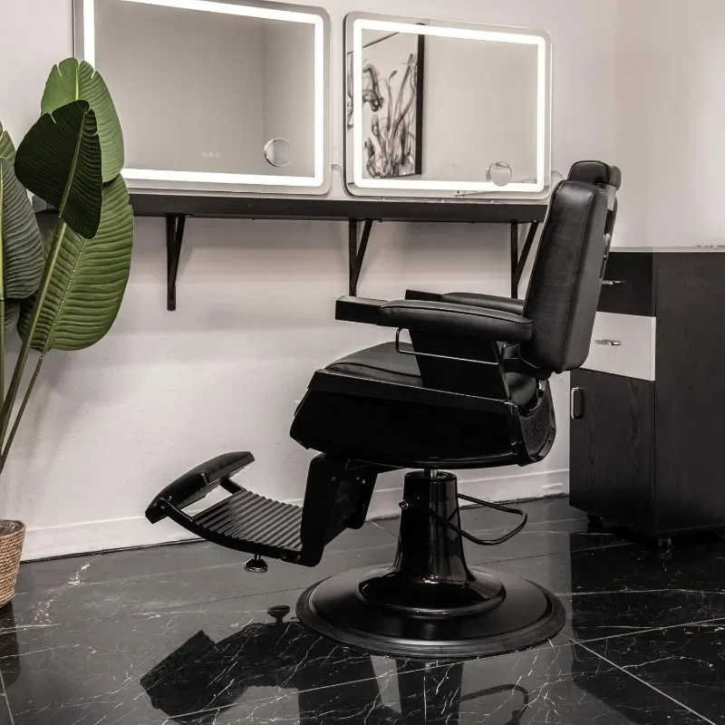 Black chassis hair salon chair, barber shop hair salon hair salon chair, reclining and rotating