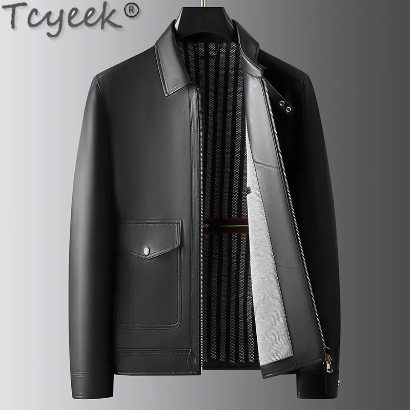 Tcyeek Genuine Leather Man Jackets Spring Autumn Clothes Casual Real Sheepskin Coat Men's Motocycle Jacket 2025 Jaqueta De Couro