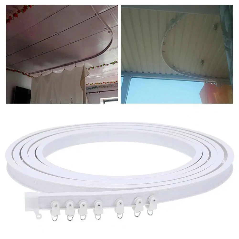 Adjustable Ceiling Mount Curtain Track Bendable Ceiling Curtain Track System for Rv Bay Window Shower Room Divider Easy