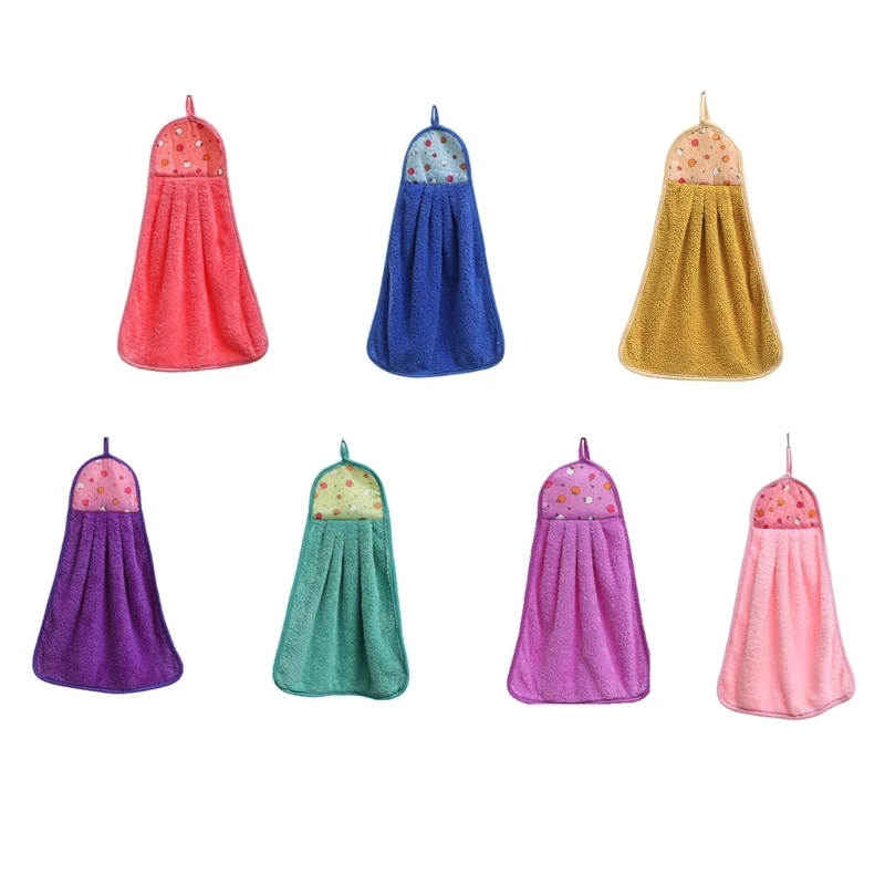 Hand Towel Can Be Hung for Home Bathroom Kitchen Cleaning Thick Absorbent Cloth Dish Cloth Coral Fleece Hands Towels