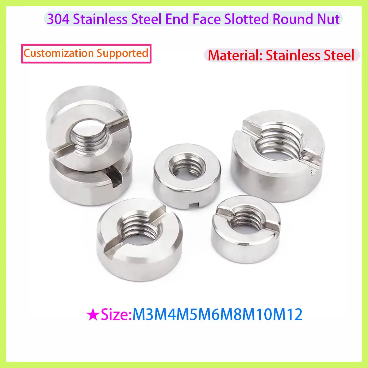 

304 Stainless Steel End Slotted Round Nuts Slotted Lock Nuts Assortment M3-M10