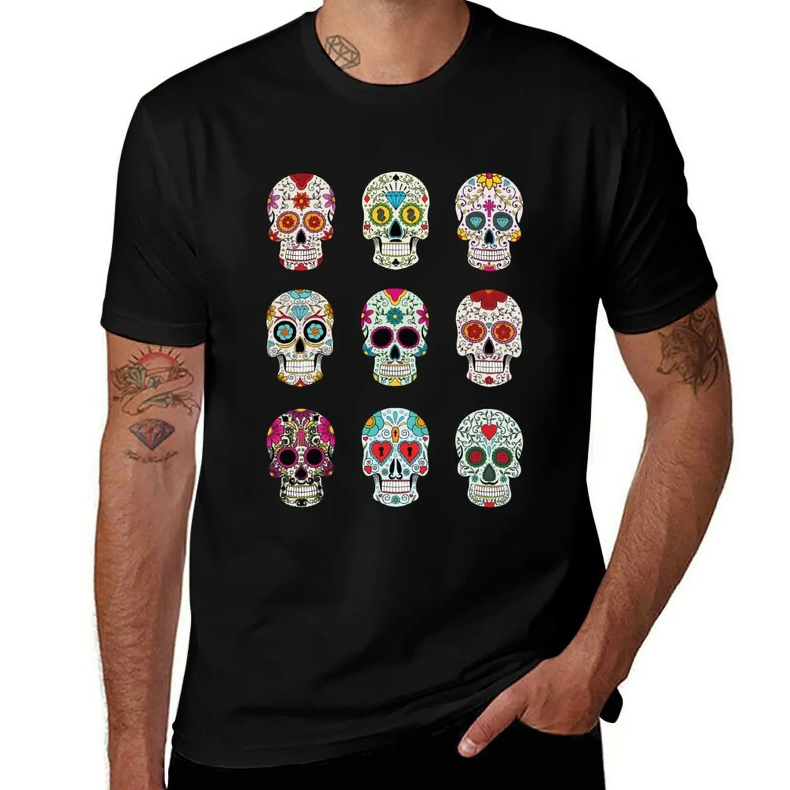 Sugar Skulls T-Shirt man t shirts graphic t shirt man designer t shirts for man pack cotton T-shirt