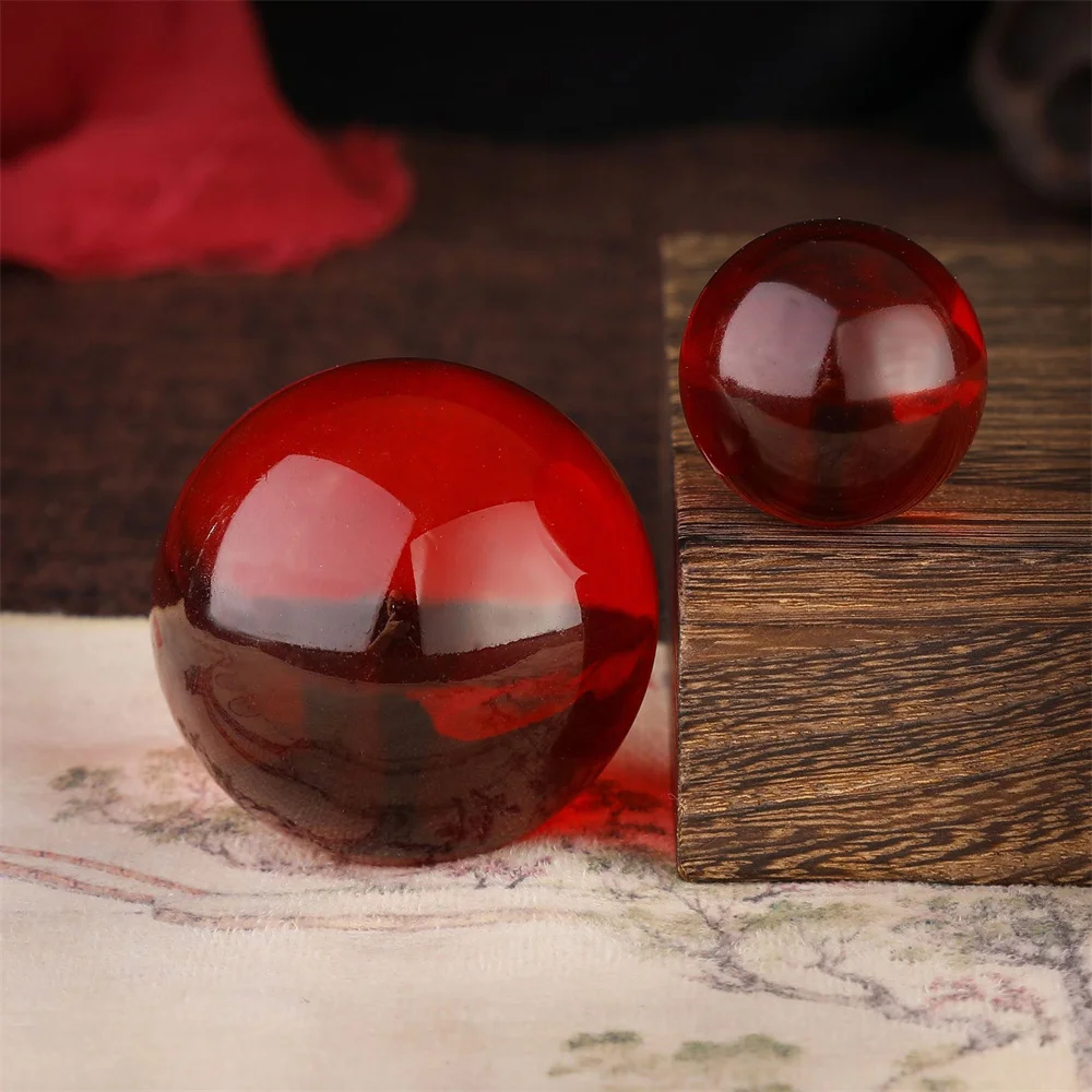 Hongyun Bead Transparent Crystal Ball Decoration Glass Ingot Crystal Ingot Handle Red Colored Glass Ball Base