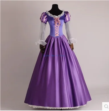 Erwachsenen-Kostüm Märchenprinzessin Leila mit Langen Haaren, Lila Kleid, Aufführungskostüm, Rollenspiel, Anime, Geeignet für Frauen
