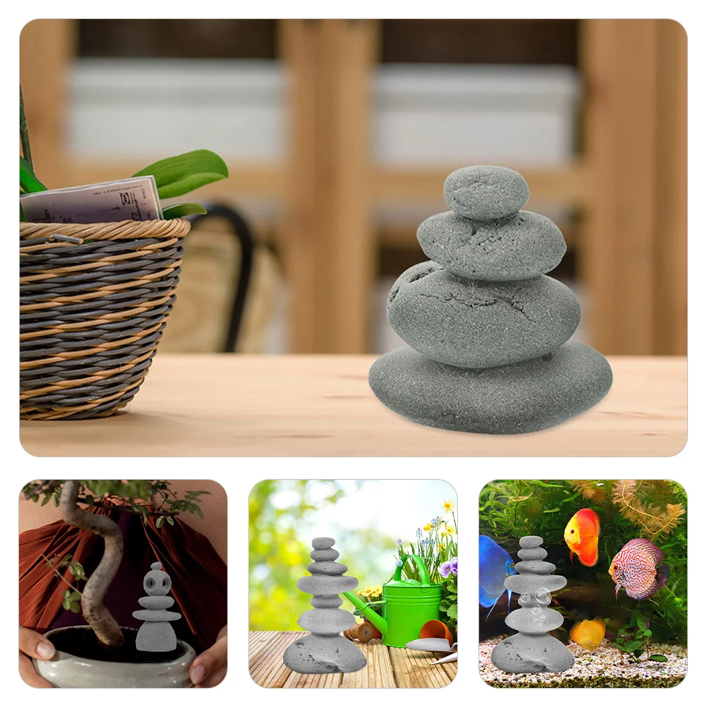 

3Pcs Creative Design Garden Landscape Stone Ornament Realistic Zen Stacked Rockery Micro Landscape Deco Gardens Zen Stacked Rock