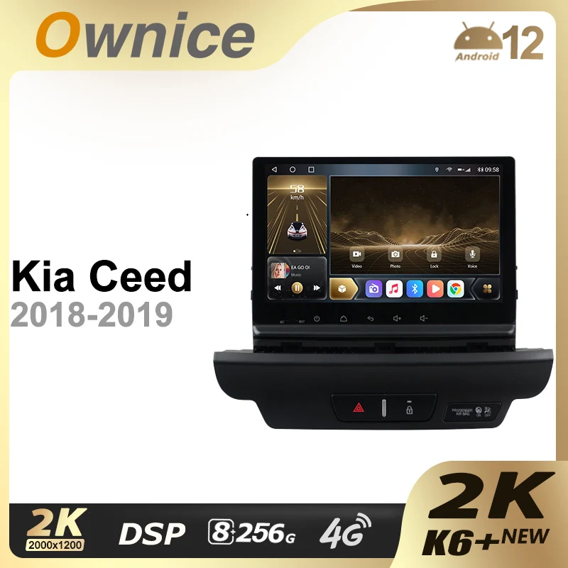 Ownice K6+ 2K for Kia Ceed 2018 - 2019 Android 12 Car Radio Stereo Support Front Camera 4G LTE 360 2din Auto Audio System 8+256G