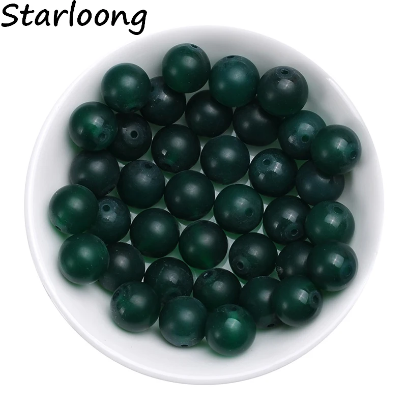 4-12mm Natural Stone Beads Round Dark Green Agata Matte Unpolished Loose Stone Beads For DIY Jewelry Making Necklace Bracelet