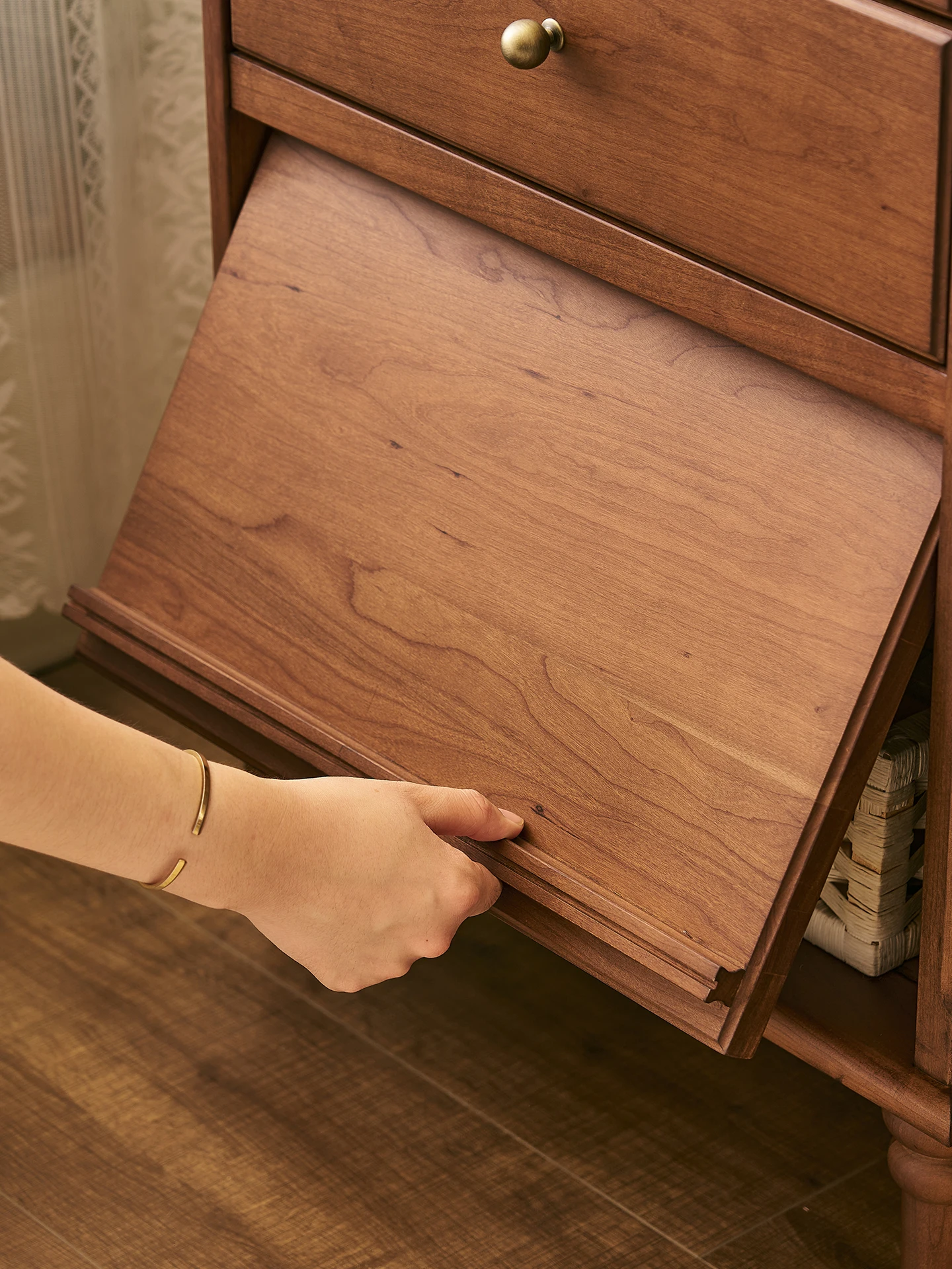 French retro all-solid wood display cabinet living room storage bookcase medieval furniture