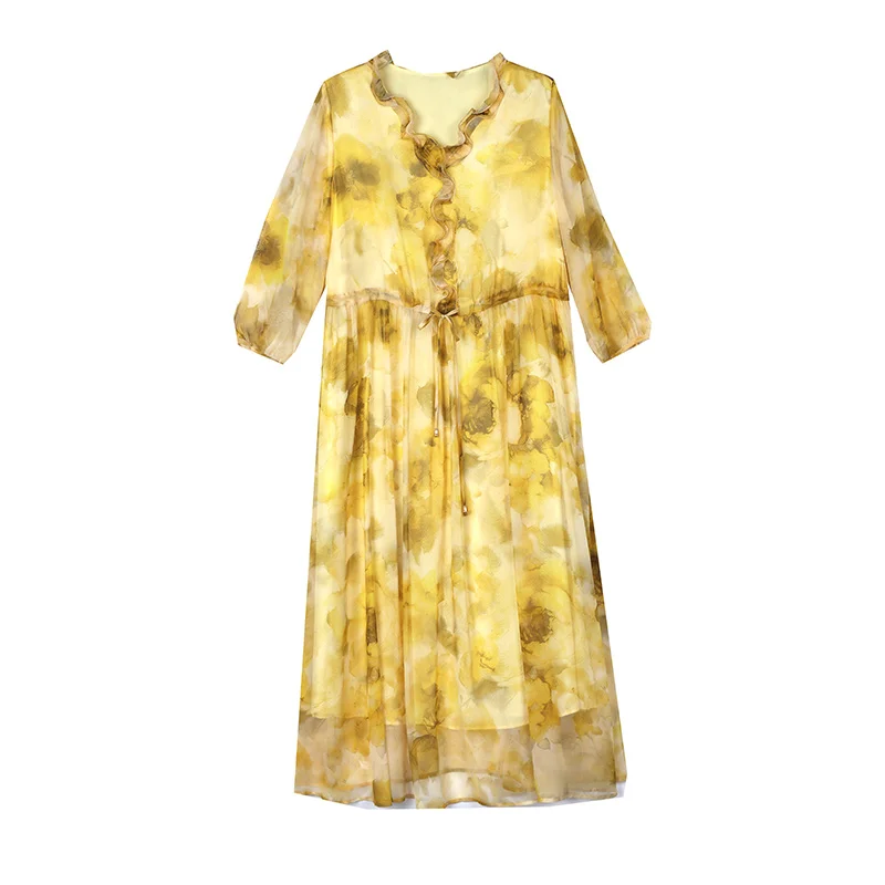 Robe mi-longue élégante pour femme, robe de soirée séparés ante, robe florale bohème, vêtements décontractés, vêtements éducatifs, vacances coréennes, mode de luxe, été, nouveau, 2024