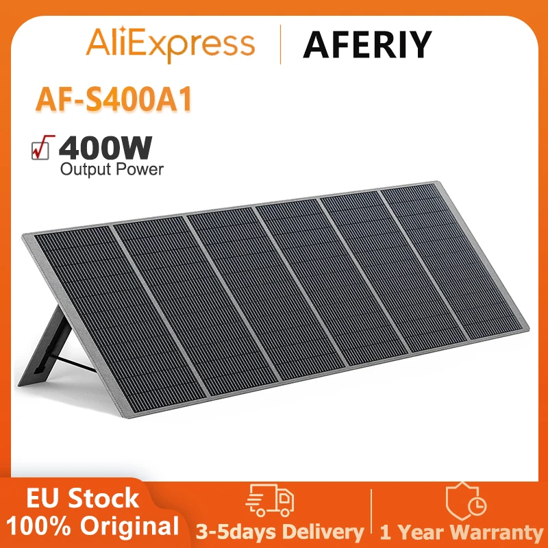AFERIY ‎ Panneau solaire portable pliable AF-S400A1 400W, taux de conversion d'énergie de 23%, étanche IP65, béquille réglable