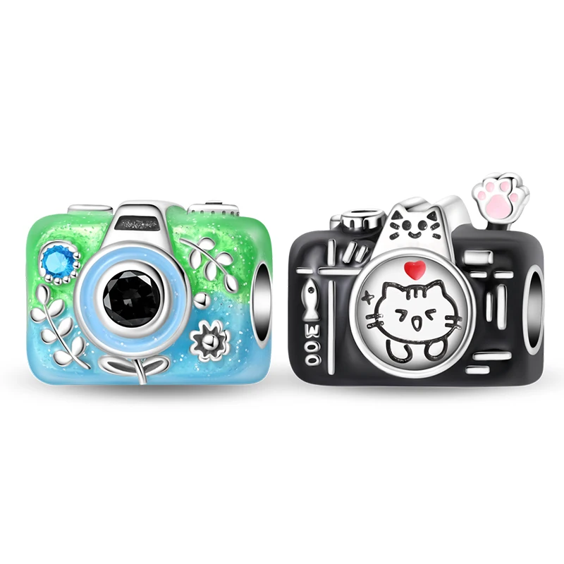 Original 925 Sterling Silver Camera Charms Beads High Quality Fashion Fit Bracelet DIY For Women Fine Birthday Jewelry Gifts