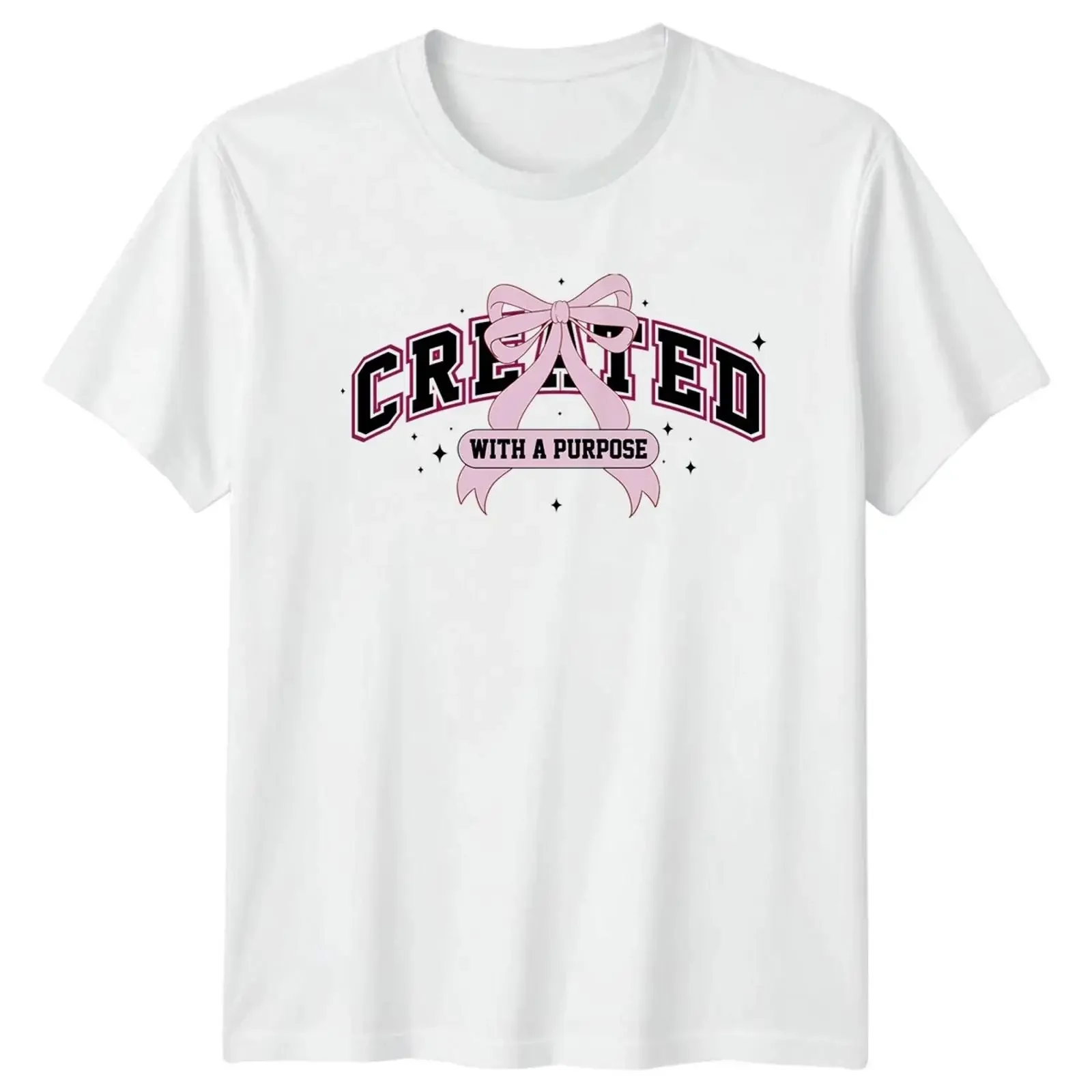 Created With A Purpose Damen T Shirt Christlicher Glaube Muttertag Geschenk für Sie vintage Washed Casual Top For Everyday Wear