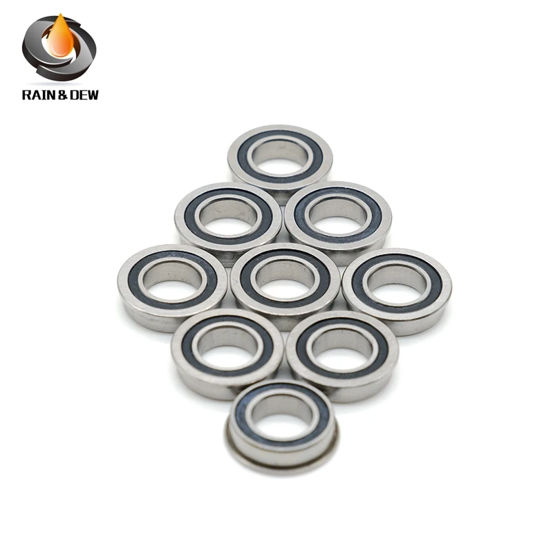 10 PCS F6800RS Flange Bearing 10x19x5 mm ABEC-7 F6800 RS Flanged Rubber Sealed Ball Bearings