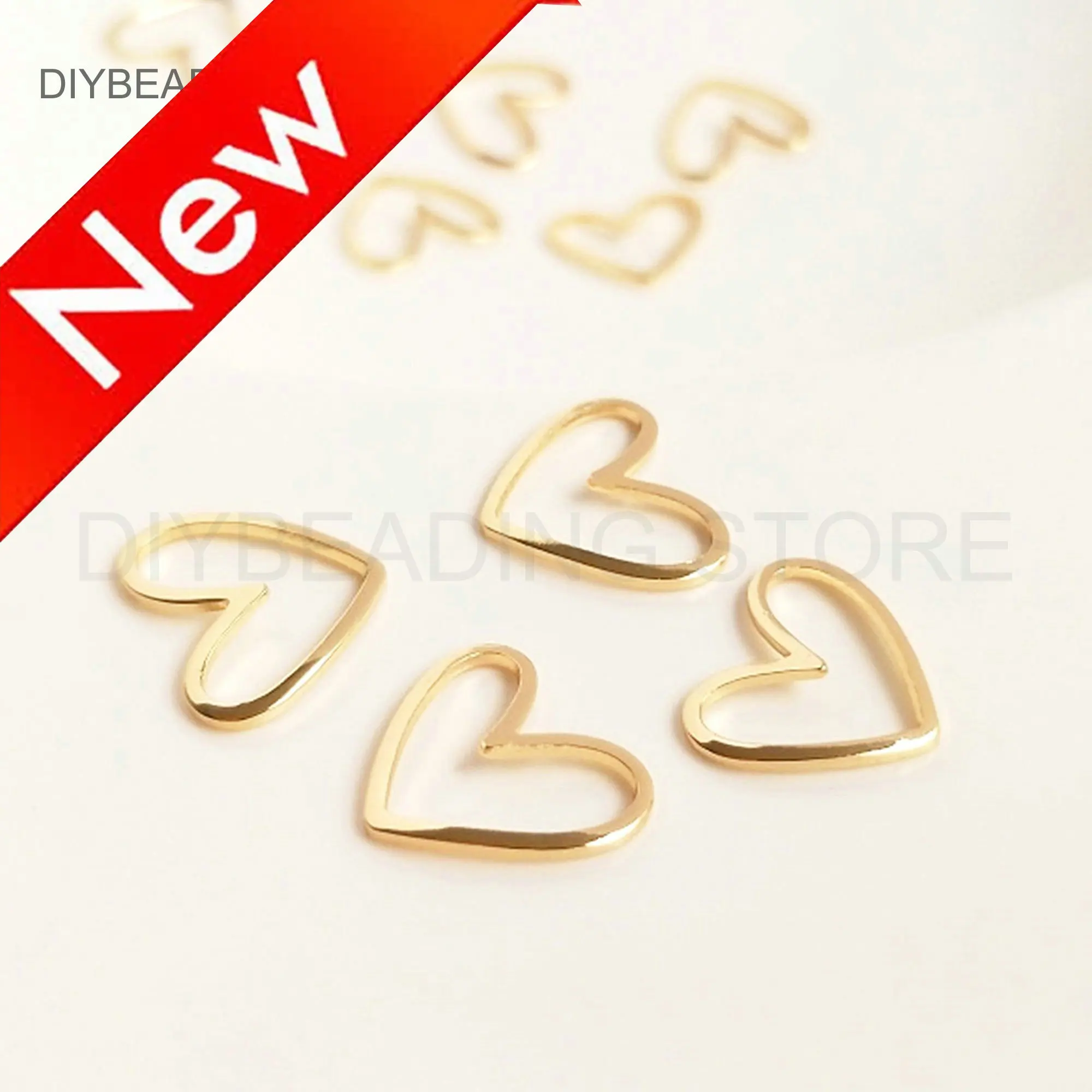 Heart Charms for Jewelry Making 14K Gold Plated Brass Heart Connector Charms for Earring Making Curved Heart Finding Wholesale