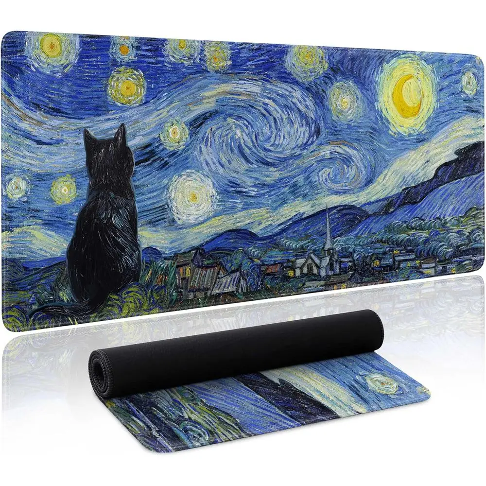 Large Anime Gaming Mouse Pad with Non-Slip Base and Stitched Edge, 31.5 x 11.8 Desk Mat for Home Office and Gaming