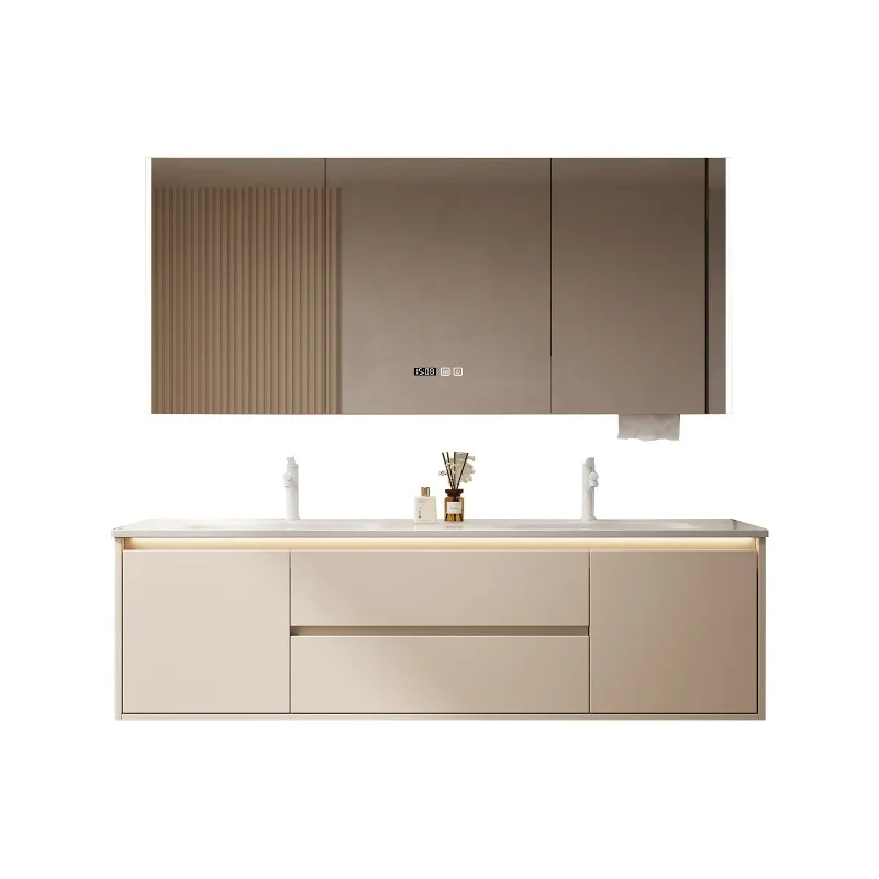 

Ceramic integrated double basin bathroom cabinet combined bathroom washbasin bathroom cabinet