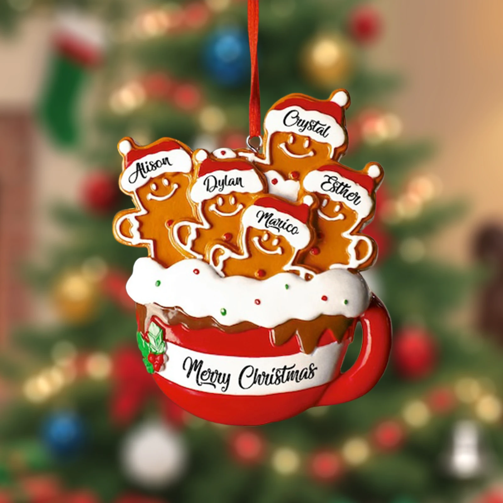2025 Personalized Gingerbread Christmas Ornament Custom Resin Family Decor Customizable Tree Decoration Family Xmas Gift