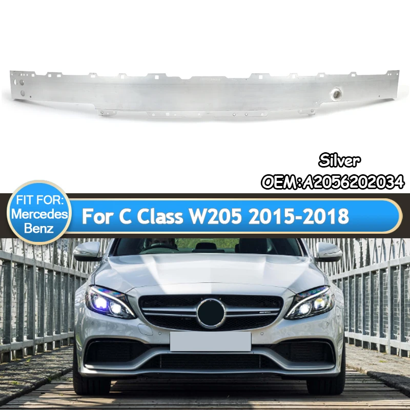 MAGICKIT Car Accessories Tools For  Mercedes Benz C Class W205 C300 C400 2015-2019 Front Bumper Reinforcement Silver Aluminum