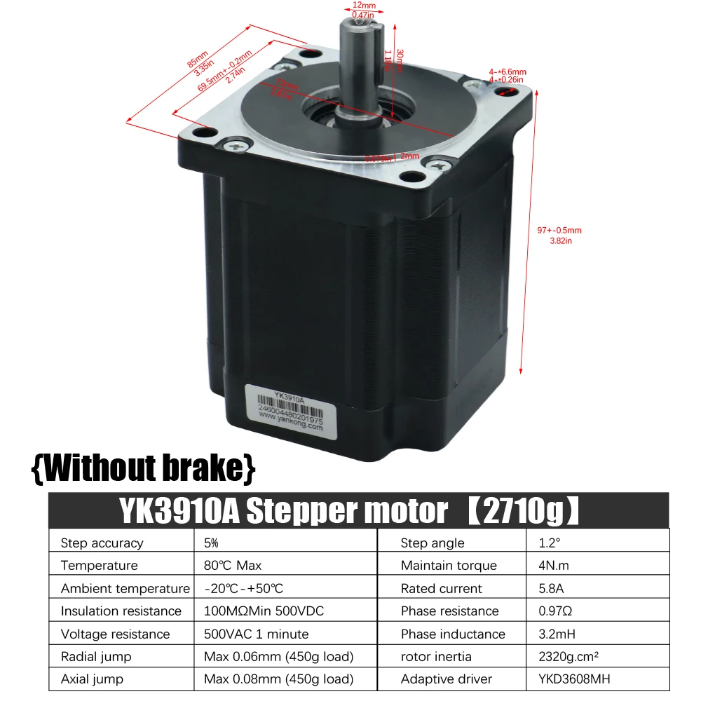 HLTNC  YAKO Three-phase 86 Nema34 4NM 5.8a 12 mm Axle Diameter  Stepper Motor Original Genuine  for Cnc Router