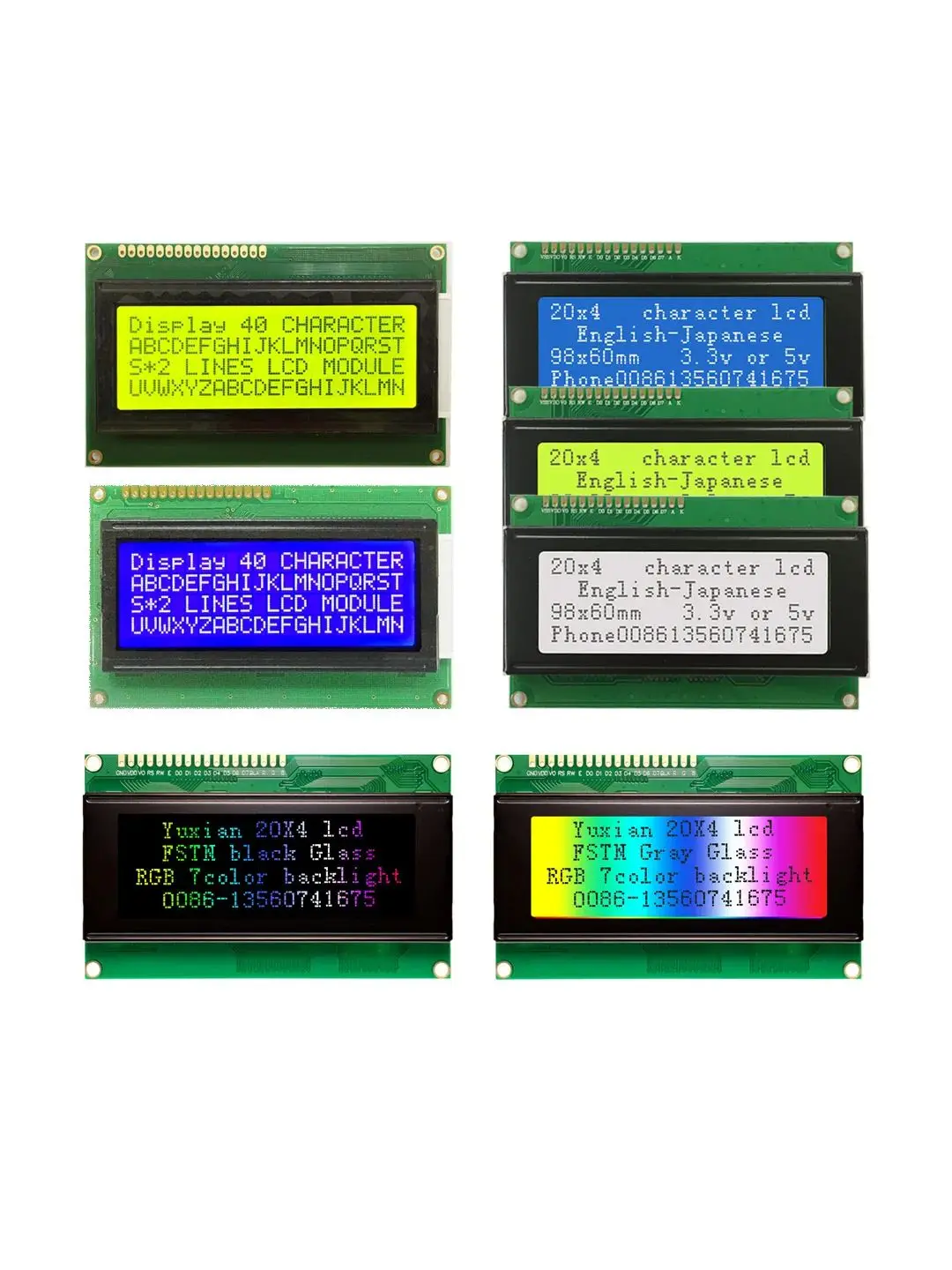 Wyświetlacz LCD 2004A 20x4 IIC I2C Niebiesko-Biało-Zielony Ekran Podświetlenie RGB Czarny Charakter 3.3V lub 5V 98X60mm — zdjęcie 2