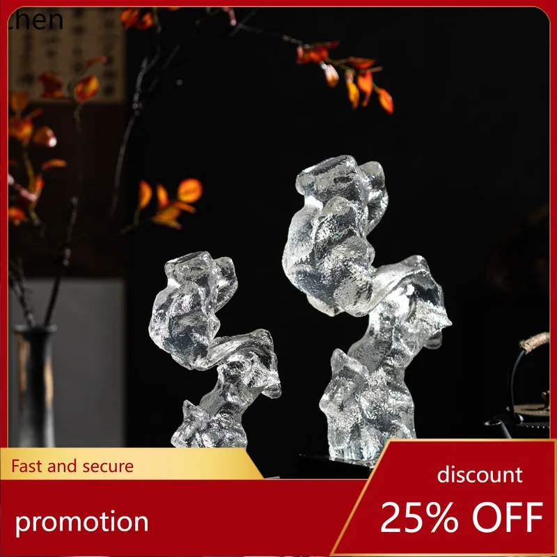 HXL Transparent Resin Irregular Rockery Entrance Ornament Study Room Tea Room Decoration