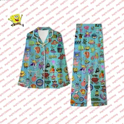 Cute pajamas set fashionable and comfortable casual home pajamas couple style SpongeBob cartoon pajamas 2024 summer new style