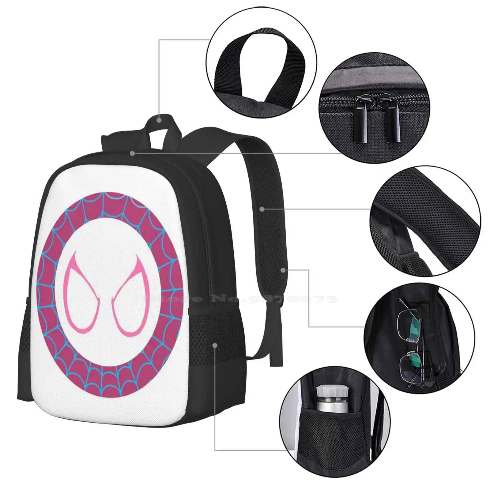 Mochila escolar de gran capacidad Spiderman Gwen Stacy Peter Parker Comics Punk Grunge Pop Drummer