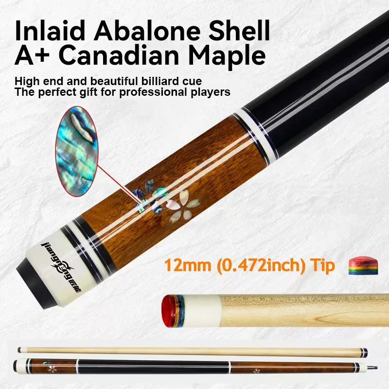 Inlaid Shell Brown Cuesoul Pool Cue 12mm Professional Hard Maple Wood Pole Body Billiards Stick Petal Handmade Durable Carom Gif