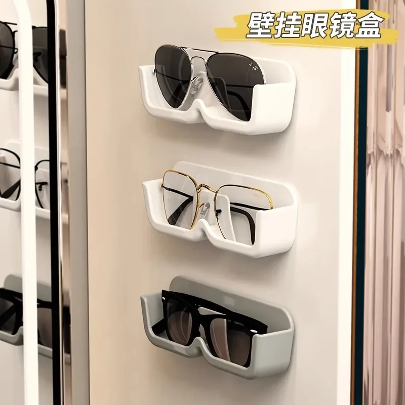 Wall Mounted Non Perforated Glasses Storage Box Decoration for Myopia Sunglasses Storage Rack