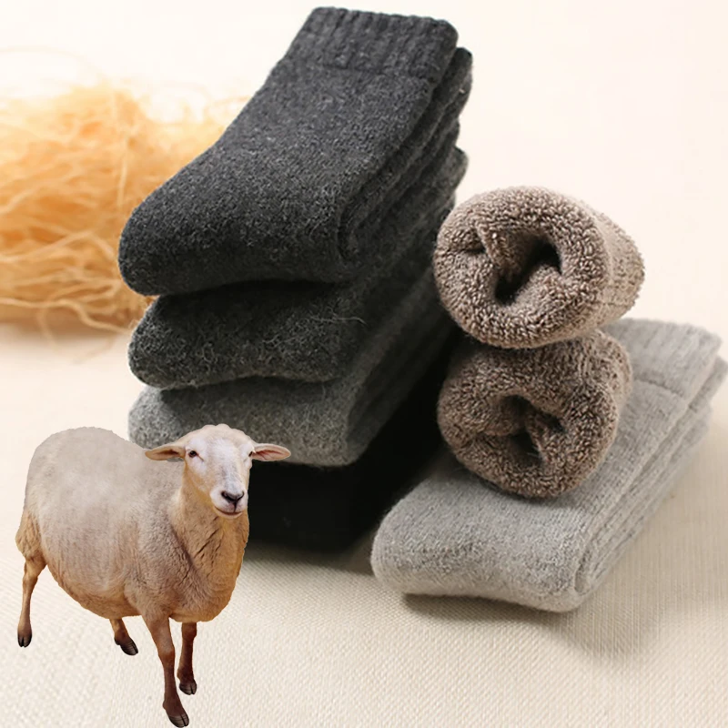 Winter Warm Merino Wool Male Men Women Socks Super Thicker Solid Rabbit Socks Against Cold Snow High Quality