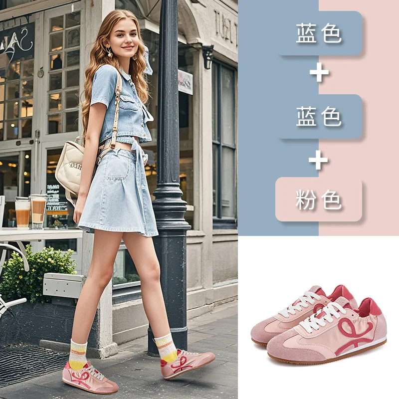 حذاء فورست غامب نسائي من جلد الغزال حذاء رياضي جديد مسطح القاع ليتل وايت ريترو وافل متعدد الاستخدامات حذاء رياضي للتدريب الألماني #4