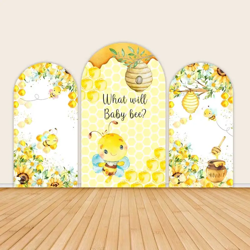 

Фон для фотозоны на первый день рождения малыша LS Sweet Bee: арка, соты, ромашки, цветочный фон, индивидуальный дизайн для новорожденных, студия
