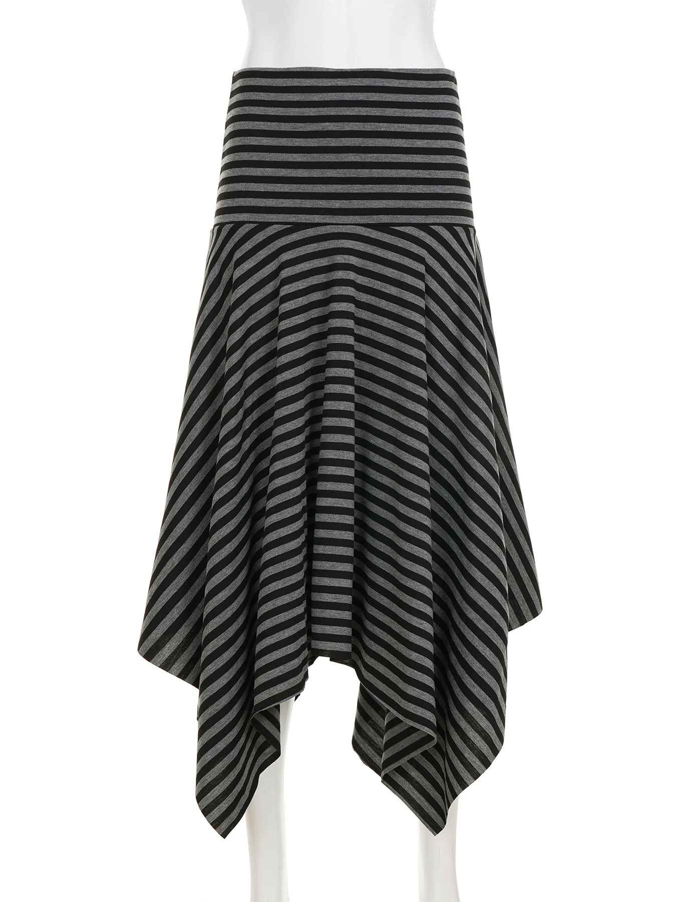 IAMSURE Casual Striped Asymmetrical Skirts Basic Slim Low-Waisted Maxi Skirts Women 2025 Summer Fashion Streetwear Ladies