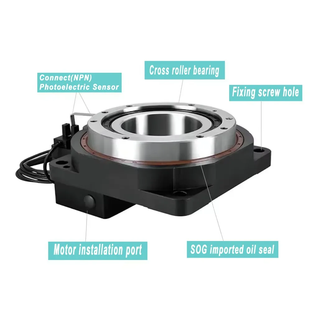 Mesa rotativa oca resistente 60 280mm360CNC plataforma de indexação alto torque 0,01 precisão para corte circular gravação a laser