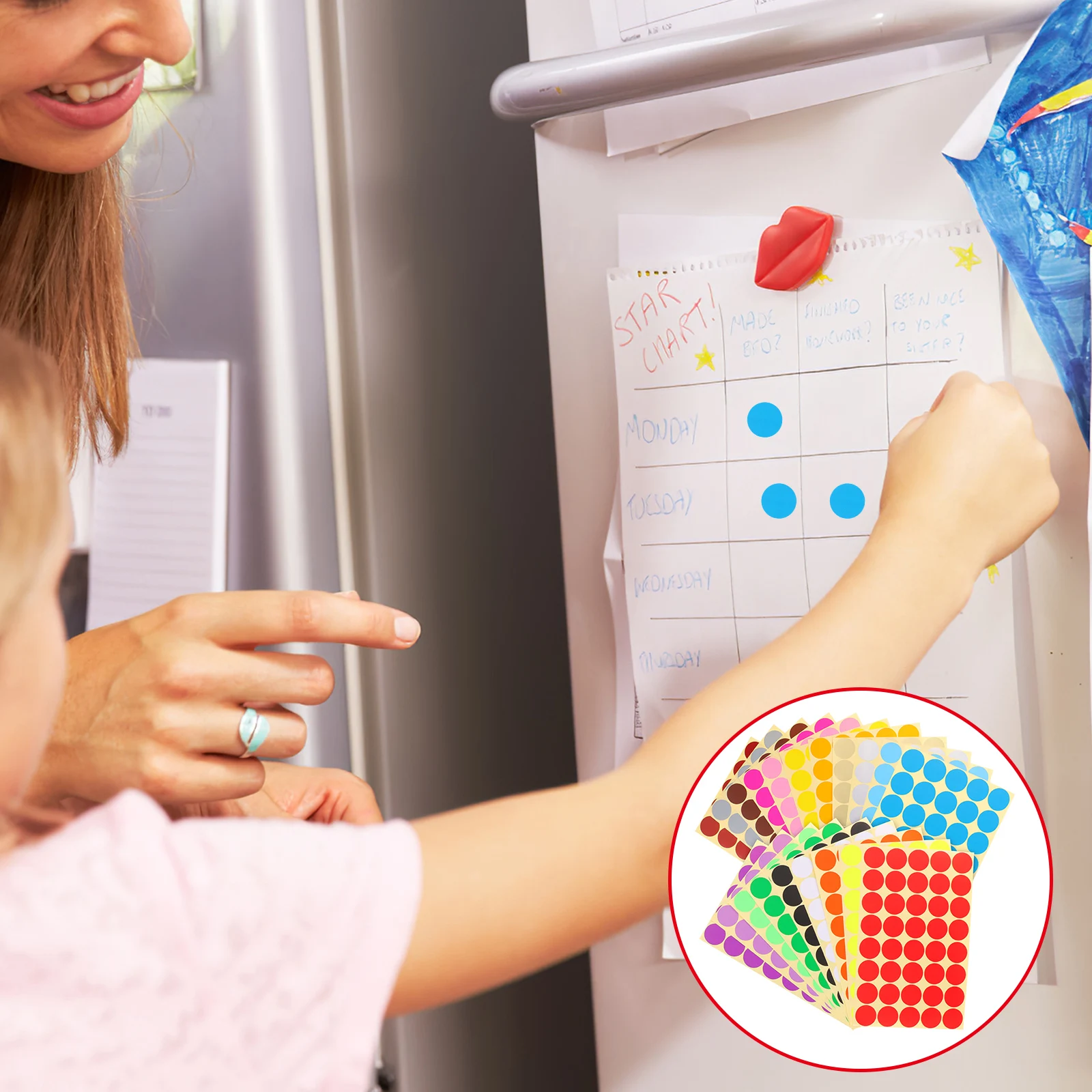 20 ورقة من الملصقات المنقطة، ملصقات دائرية ذاتية اللصق قابلة للإزالة لملصقات لاصقة للمدرسة المنزلية