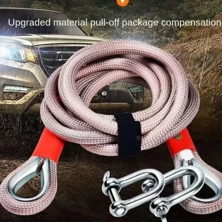Car Tow Strap Tow Hook Off-road Trailer Tows Rope Outdoor Emergency Rescue Rope Thicker Nylon Pulling Ropes Off Road Accessories