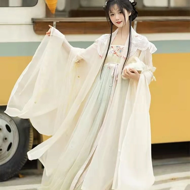 Chinese Hanfu Dress Women\'s Embroidered Carnival Fairy Cosplay Dress Y2K Ancient Costume Loose-sleeved Fairy Elegant Dance Dress